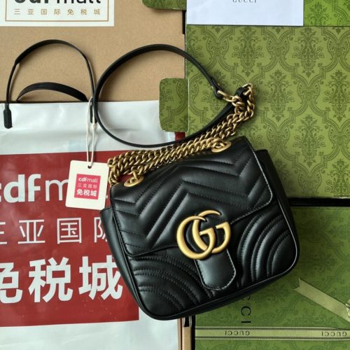 gg marmont mini 18cm black calfskin gold hardware