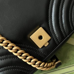 gg marmont mini 18cm black calfskin gold hardware