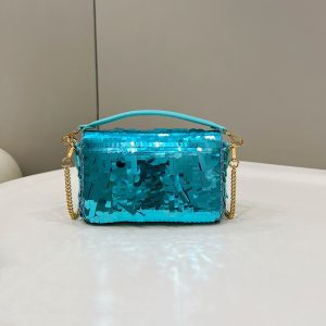 20230219_i1676802242_4129_1_jpg BAGUETTE MINI 19 IN BRIGHT TURQUOISE SEQUINS GOLD HARDWARE