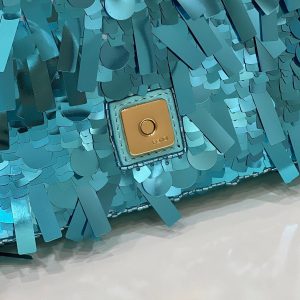 20230219_i1676802242_8268_4_jpg BAGUETTE MINI 19 IN BRIGHT TURQUOISE SEQUINS GOLD HARDWARE