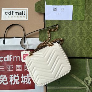 gg marmont mini 18cm white calfskin gold hardware