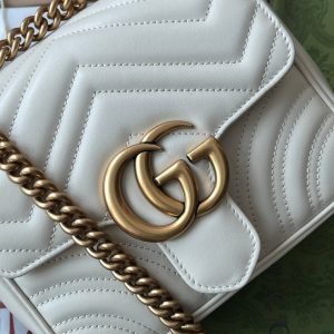 gg marmont mini 18cm white calfskin gold hardware
