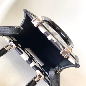 MINI SUNSHINE SHOPPER BAG 18 IN WHITE MIX BLACK SMOOTH CALFSKIN