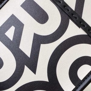 MINI SUNSHINE SHOPPER BAG 18 IN WHITE MIX BLACK SMOOTH CALFSKIN