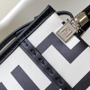 MINI SUNSHINE SHOPPER BAG 18 IN WHITE MIX BLACK SMOOTH CALFSKIN