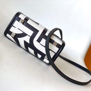 MINI SUNSHINE SHOPPER BAG 18 IN WHITE MIX BLACK SMOOTH CALFSKIN