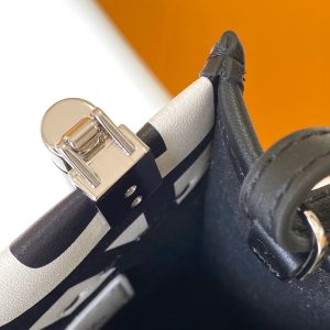 MINI SUNSHINE SHOPPER BAG 18 IN WHITE MIX BLACK SMOOTH CALFSKIN