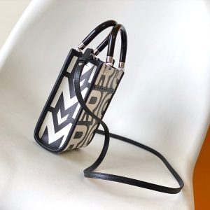 MINI SUNSHINE SHOPPER BAG 18 IN WHITE MIX BLACK SMOOTH CALFSKIN