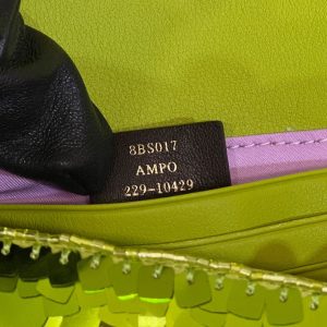 BAGUETTE MINI 19 IN LIMERICK GREEN SEQUINS GOLD HARDWARE