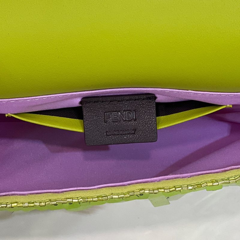 BAGUETTE MINI 19 IN LIMERICK GREEN SEQUINS GOLD HARDWARE