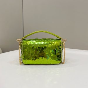 BAGUETTE MINI 19 IN LIMERICK GREEN SEQUINS GOLD HARDWARE