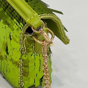 BAGUETTE MINI 19 IN LIMERICK GREEN SEQUINS GOLD HARDWARE