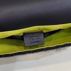 BAGUETTE MINI 19 IN BLACK SEQUINS GOLD HARDWARE