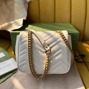 GG MARMONT MINI 18 HANDBAG IN WHITE CALFSKIN