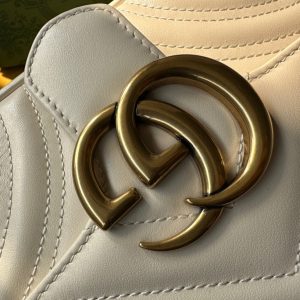 GG MARMONT MINI 18 HANDBAG IN WHITE CALFSKIN