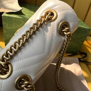 GG MARMONT MINI 18 HANDBAG IN WHITE CALFSKIN