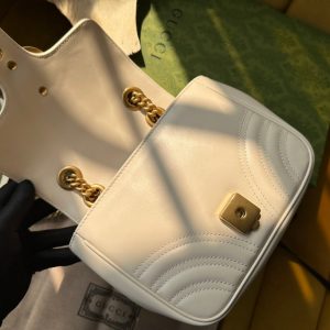 GG MARMONT MINI 18 HANDBAG IN WHITE CALFSKIN