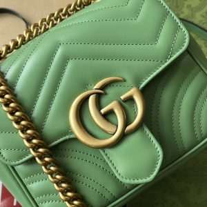 gg marmont mini 18cm green calfskin gold hardware