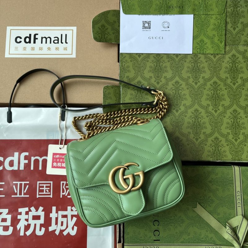 gg marmont mini 18cm green calfskin gold hardware