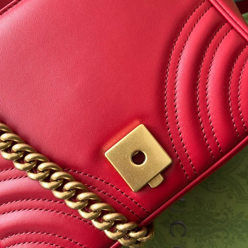 gg marmont mini 18cm red calfskin gold hardware