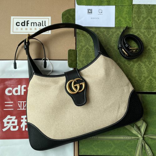 20230310_i1678431315_5860_0_jpg MEDIUM APHRODITE 39 BAG IN BEIGE CANVAS AND BLACK CALFSKIN GOLD HARDWARE