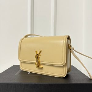 YSL Solferino Small Satchel Bag Beige Gold Calfskin 339420
