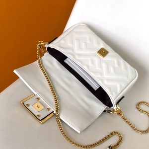 20230314_i1678773384_6759_4_jpg_bcadcf85-9cf4-414a-a2ba-ec6131fdfb8f Mini Baguette Bag 20 With FF Motif White Leather Ghw