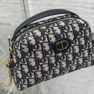 small 30 montaigne 21cm aphrodite pouch blue oblique embroidery