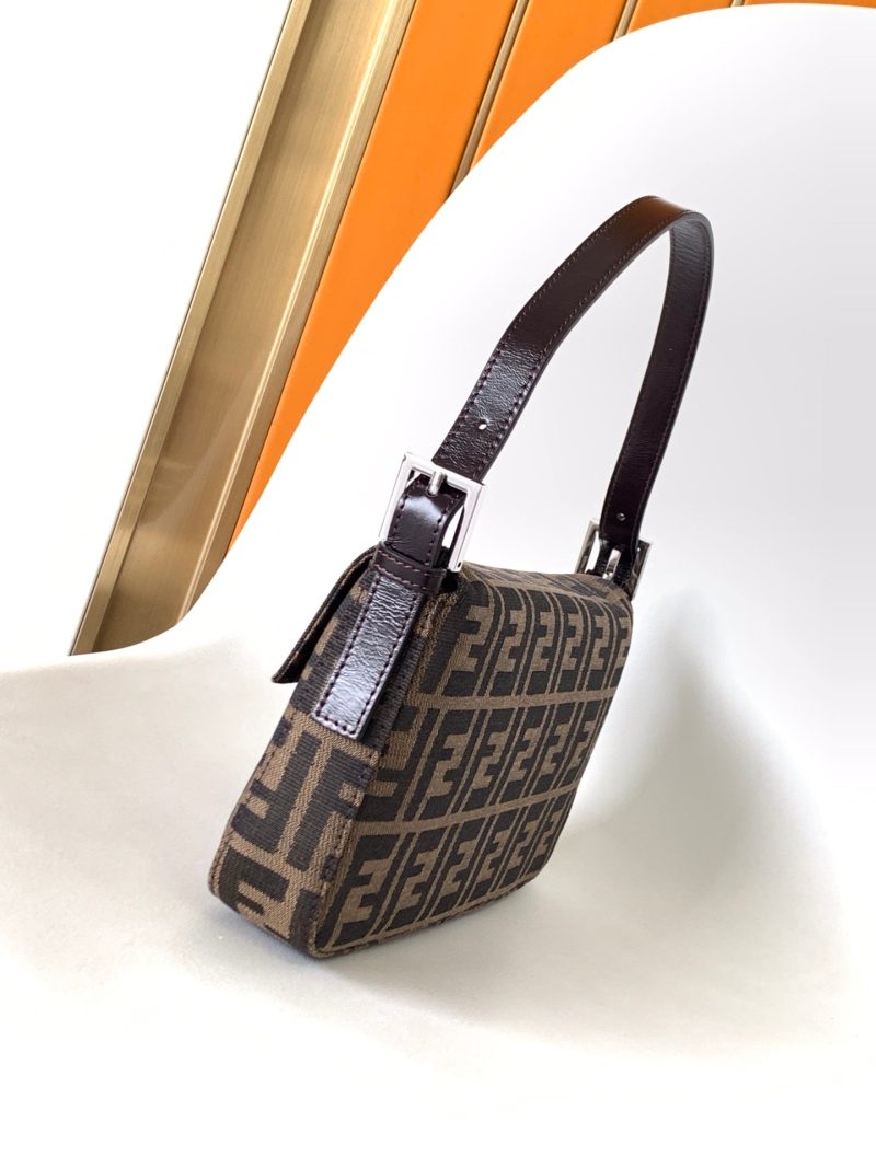 Fendi Baguette 27 Shoulder Bag Brown FF Jacquard Fabric Bag Shw