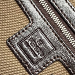 Fendi Baguette 27 Shoulder Bag Brown FF Jacquard Fabric Bag Shw