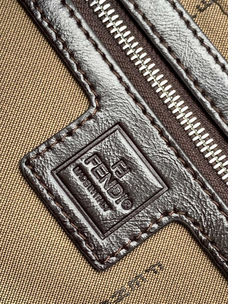 Fendi Baguette 27 Shoulder Bag Brown FF Jacquard Fabric Bag Shw