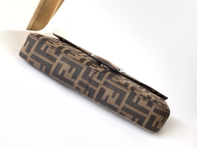Fendi Baguette 27 Shoulder Bag Brown FF Jacquard Fabric Bag Shw