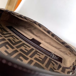 Fendi Baguette 27 Shoulder Bag Brown FF Jacquard Fabric Bag Shw