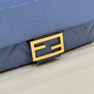 Baguette 27cm Blue Lambskin Gold Hardware