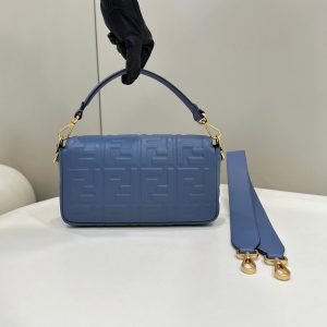 Baguette 27cm Blue Lambskin Gold Hardware