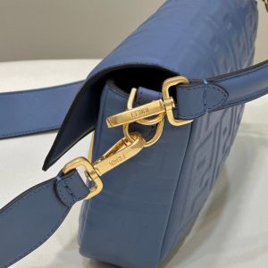 Baguette 27cm Blue Lambskin Gold Hardware