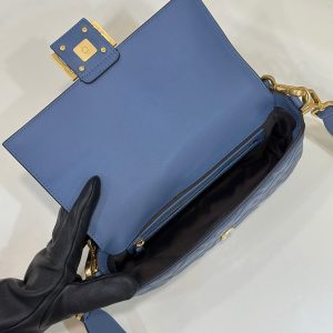 Baguette 27cm Blue Lambskin Gold Hardware