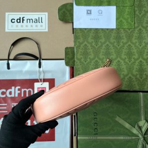 gg marmont half-moon shaped 21cm peach calfskin gold hardware