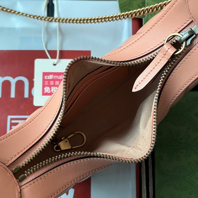 gg marmont half-moon shaped 21cm peach calfskin gold hardware