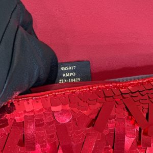 BAGUETTE MINI 19 IN RED SEQUINS GOLD HARDWARE