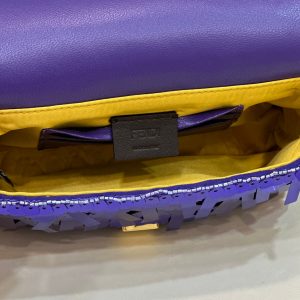 BAGUETTE MINI 19 IN GRAPE JELLY SEQUINS GOLD HARDWARE