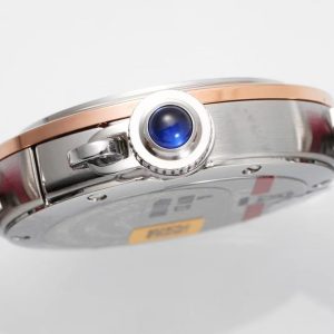 pasha 30mm quartz pink gold white dial red leather