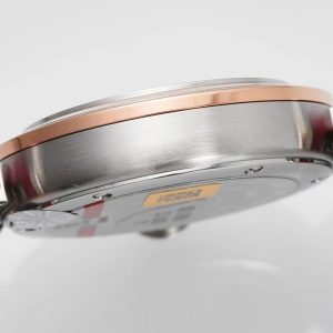 pasha 30mm quartz pink gold white dial red leather