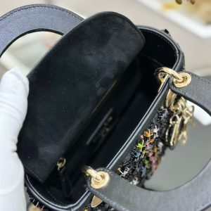 CD Mini Lady 17 Black Lambskin Black Beads