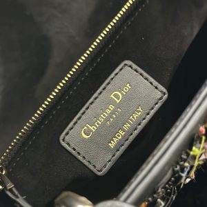 CD Mini Lady 17 Black Lambskin Black Beads