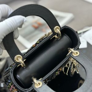 CD Mini Lady 17 Black Lambskin Black Beads