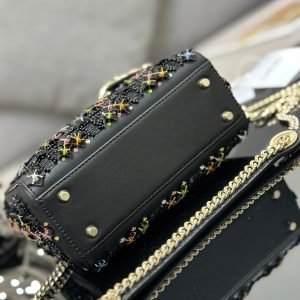 CD Mini Lady 17 Black Lambskin Black Beads