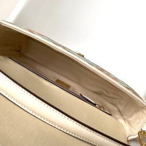 Fendi Baguette White and Multicolour Canvas Bag 27 with FF Embroidery Ghw