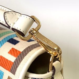 Fendi Baguette White and Multicolour Canvas Bag 27 with FF Embroidery Ghw