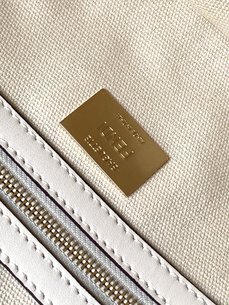 Fendi Baguette White and Multicolour Canvas Bag 27 with FF Embroidery Ghw